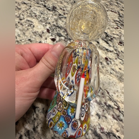 Murano Millefiori Italian Angel Candle Multicolor 24k Gold Flecks 4.7in - Picture 6 of 7